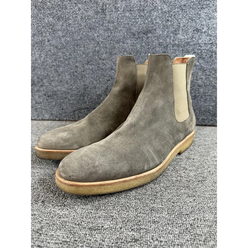 Common Projects Boots Mens 8 Gray Suede Chelsea Crepe Sole Made In Italy Ankle